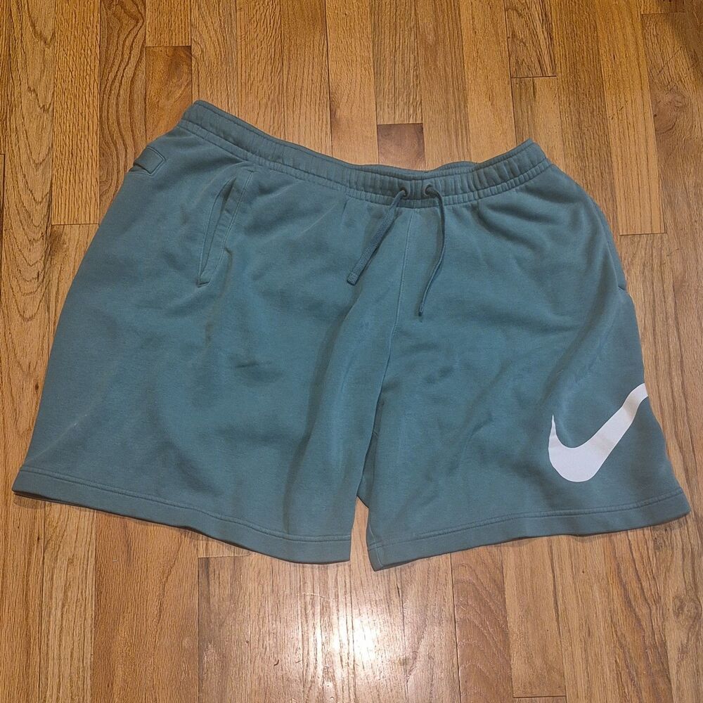 Nike Sportswear Club Fleece Shorts Blue Teal Men's 2XL Tall Swoosh Logo